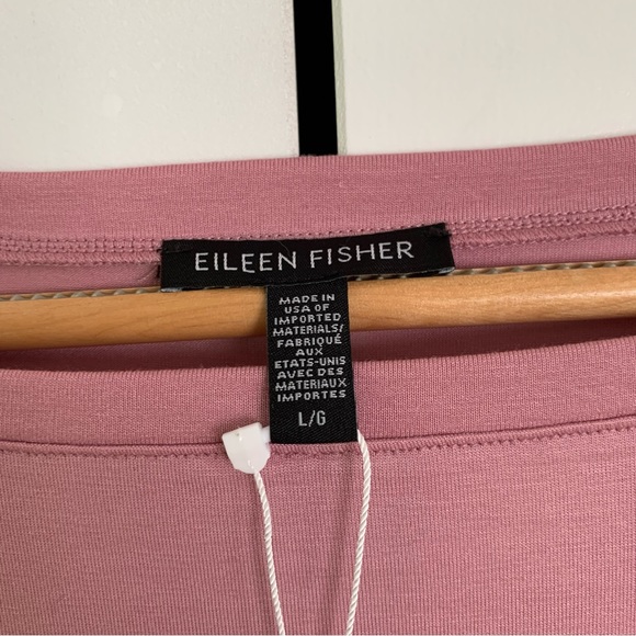 Eileen Fisher Knit Blouse Short Sleeved Dressy Tee Ballet Boat Neck Pink Size L - Picture 6 of 9